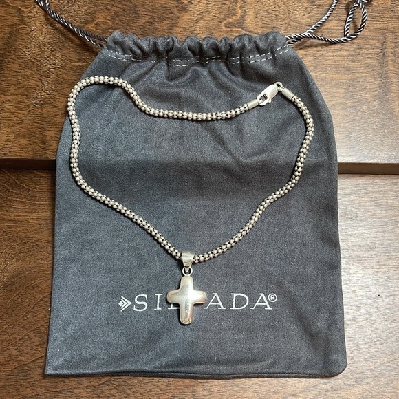 Silpada Sterling Silver Popcorn Necklace with Cross Pendant 19g - Picture 3 of 17
